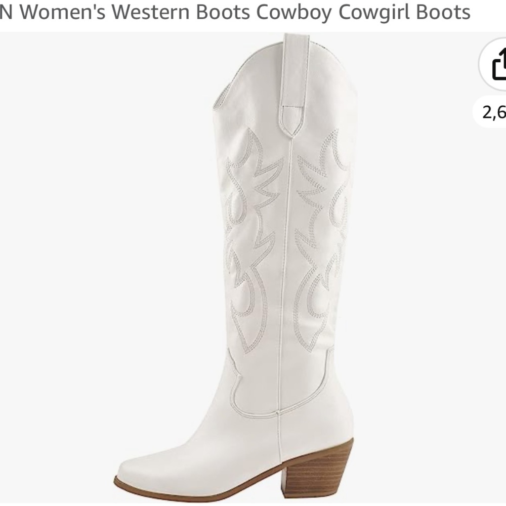 White Western Boots Pull on Boots